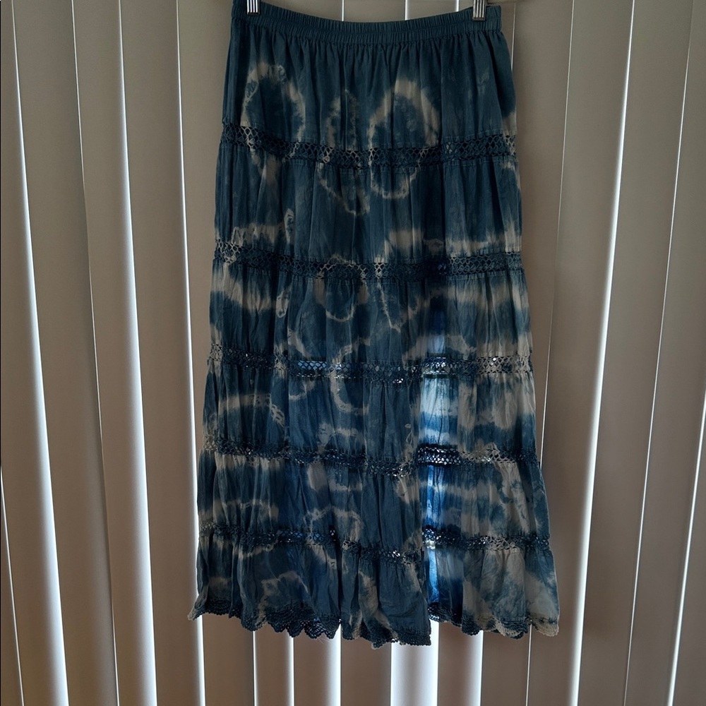 Cleobella Indigo Tie-Dye Maxi Skirt Sz Large